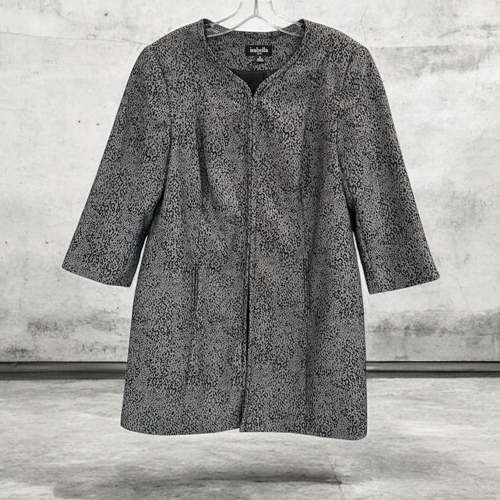 Isabella  Animal Gray & Black Patterned Women's Coat/ Jacket 16
